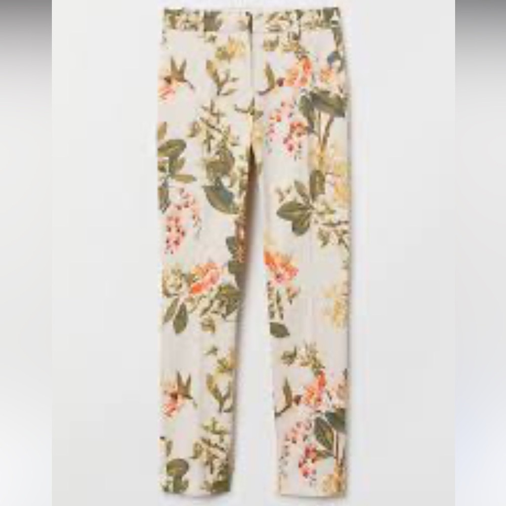 H&M Beige Floral Cigarette Pants Size 10 Petite - Picture 3 of 9